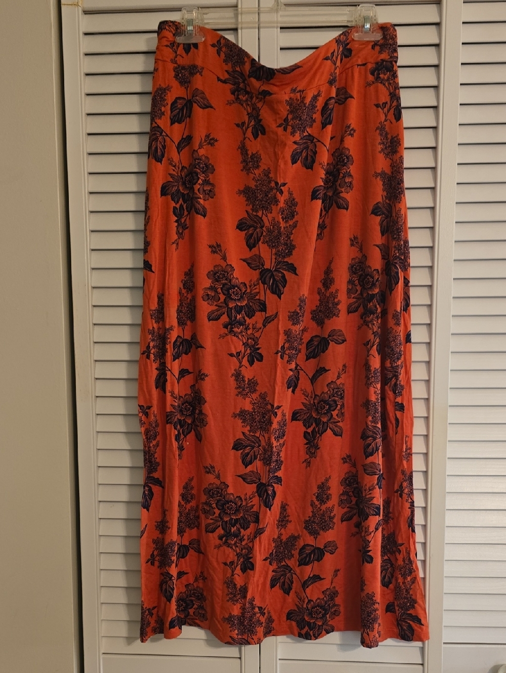 Floral Print Orange Maxi Skirt